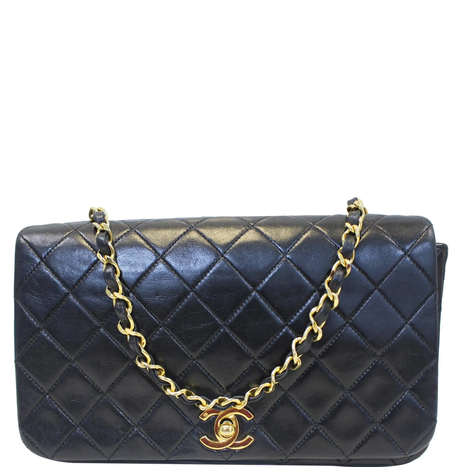 Single Vintage Popular choice Bag Flap Quilted Shoulder CHANEL Act quickly Black Lambskin