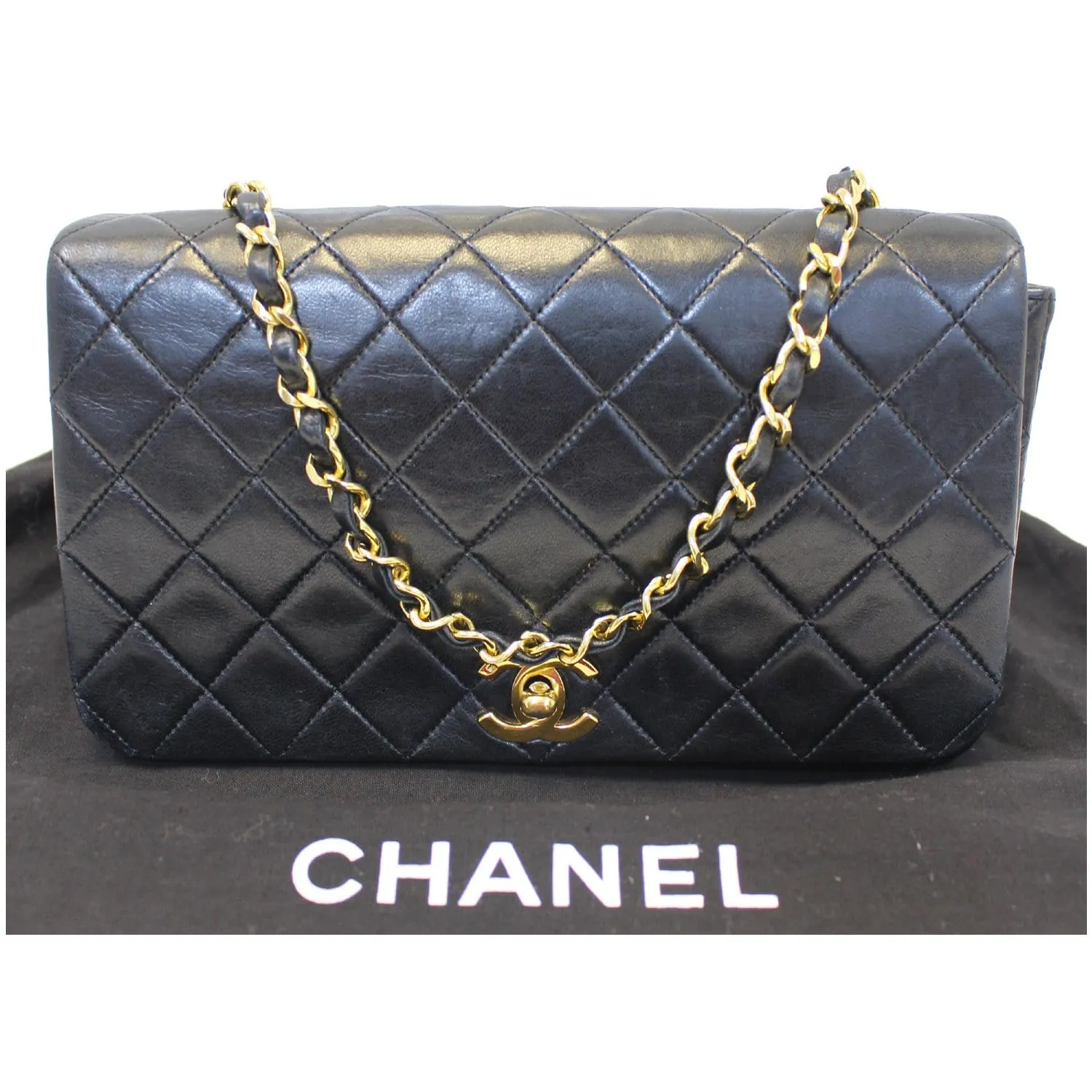 Single Vintage Popular choice Bag Flap Quilted Shoulder CHANEL Act quickly Black Lambskin