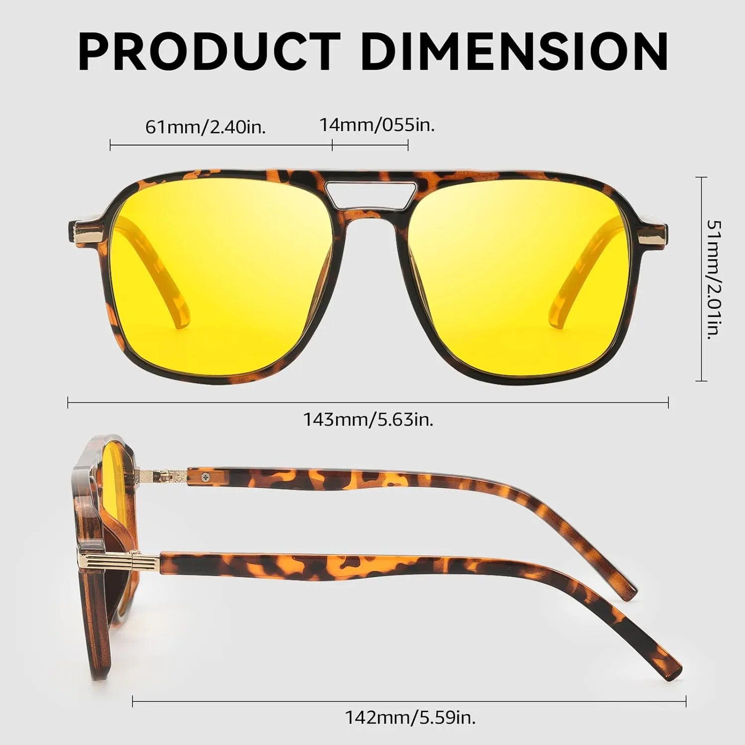 SIPHEW Aviator Night Driving Glasses for Women Men，Anti Glare Night Vision Glasses Polarized Yellow Lens for Nighttime