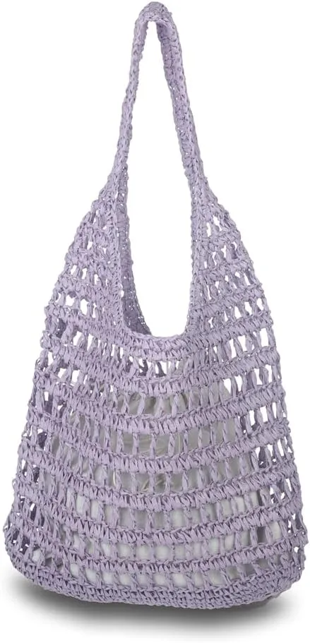 Sither Crochet Bags for Women Summer Beach Mesh Bag Plastic Handbags Knit Hollow Hobo Bag for Gift