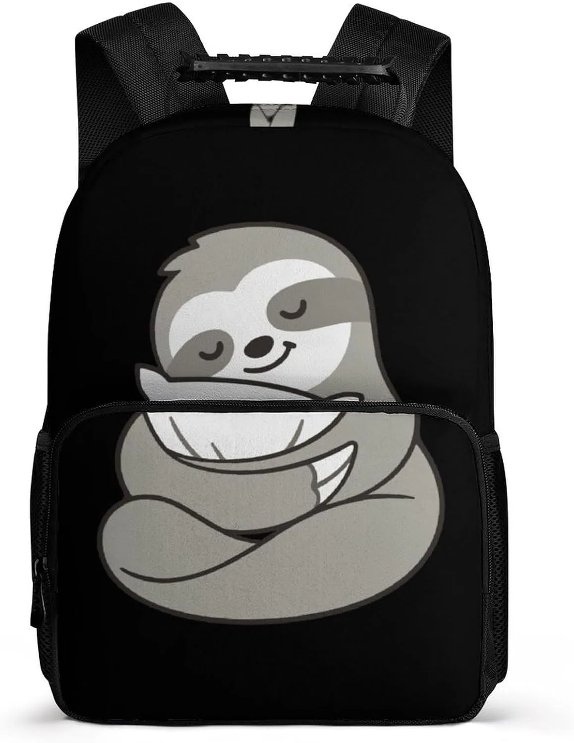 Sleepy Sloth Hugging Pillow Travel Backpack Casual Daypacks Computer Shoulder Bag for Work Shopping Unisex 16 Inch