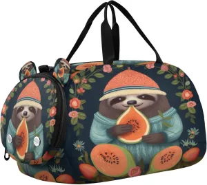 Sloth Youth Sports & Travel Duffle Bag with Shoe Compartment,Waterproof Gym Bag for Girls and Boys (Overnight Essentials Organizer)