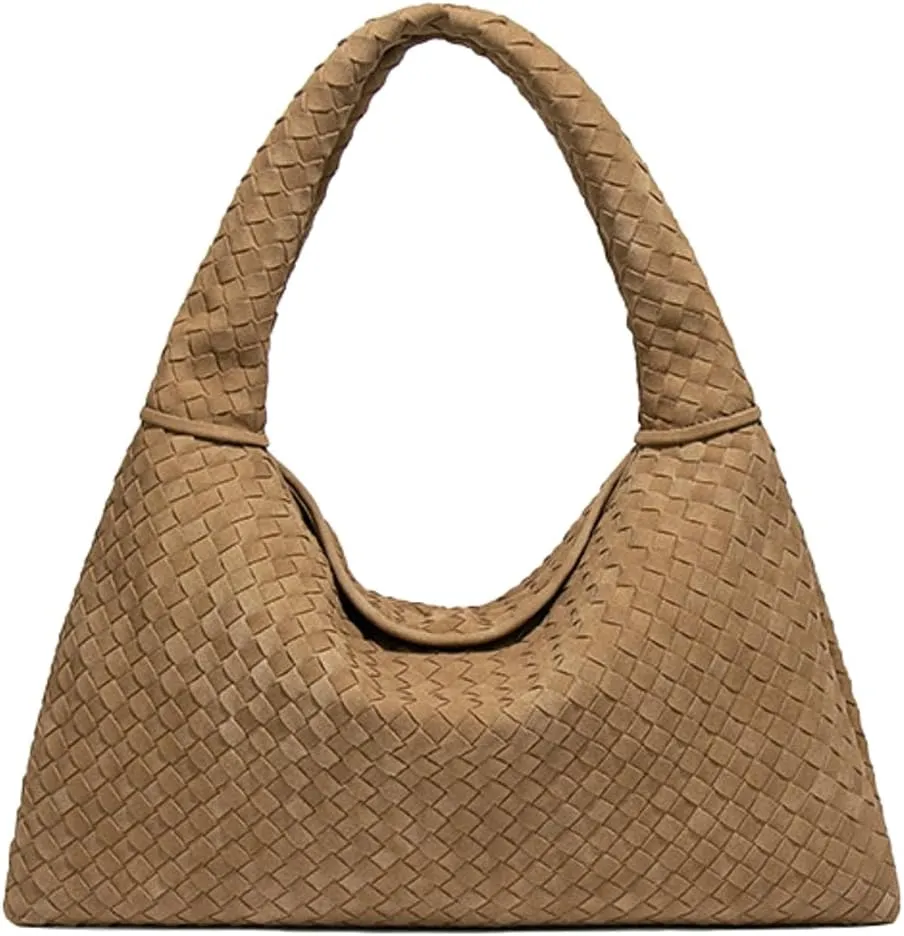 Slouchy Woven Suede Hobo Bags Women Trendy Suede Tote Bag Purse Shoulder Satchel Work Bag Top Handle Vintage Satchels Handbag