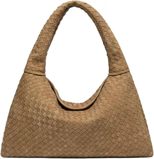 Slouchy Woven Suede Hobo Bags Women Trendy Suede Tote Bag Purse Shoulder Satchel Work Bag Top Handle Vintage Satchels Handbag