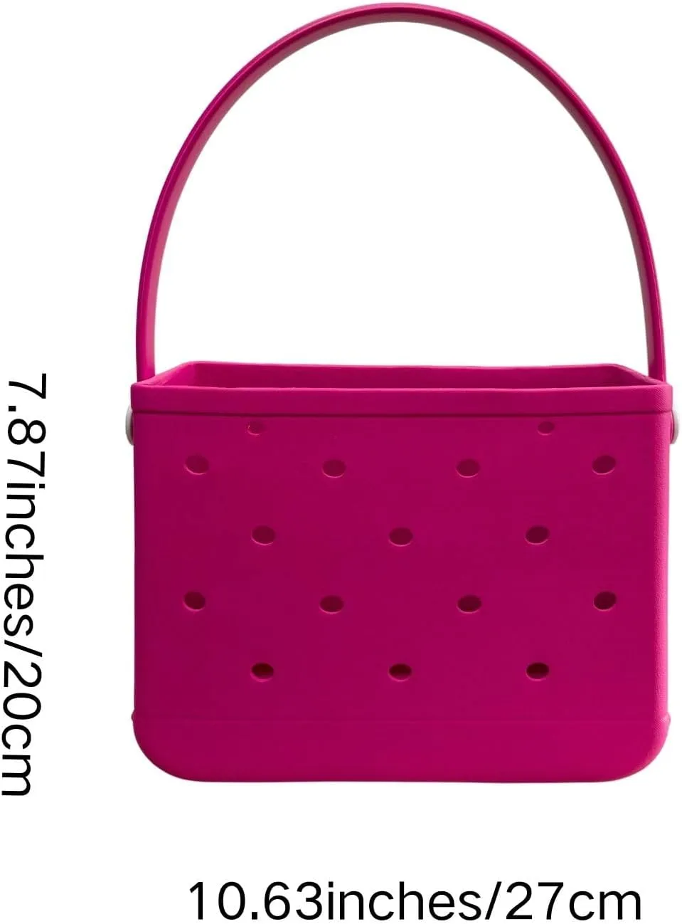 Small Rubber Beach Tote Bag, Open Top Portable Outdoor Travel Bag for Beach Picnic Pool Outings