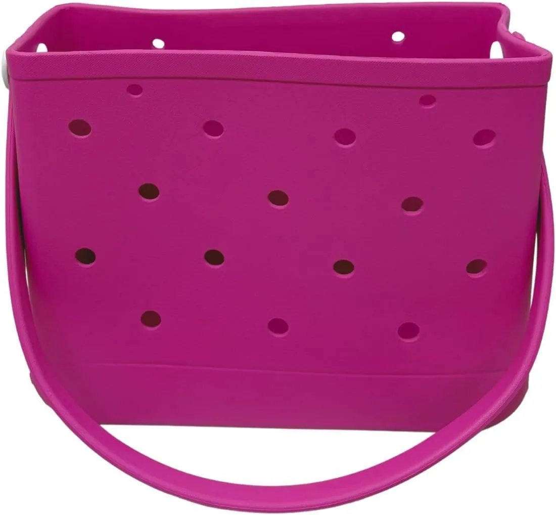 Small Rubber Beach Tote Bag, Open Top Portable Outdoor Travel Bag for Beach Picnic Pool Outings