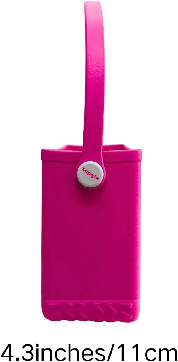 Small Rubber Beach Tote Bag, Open Top Portable Outdoor Travel Bag for Beach Picnic Pool Outings