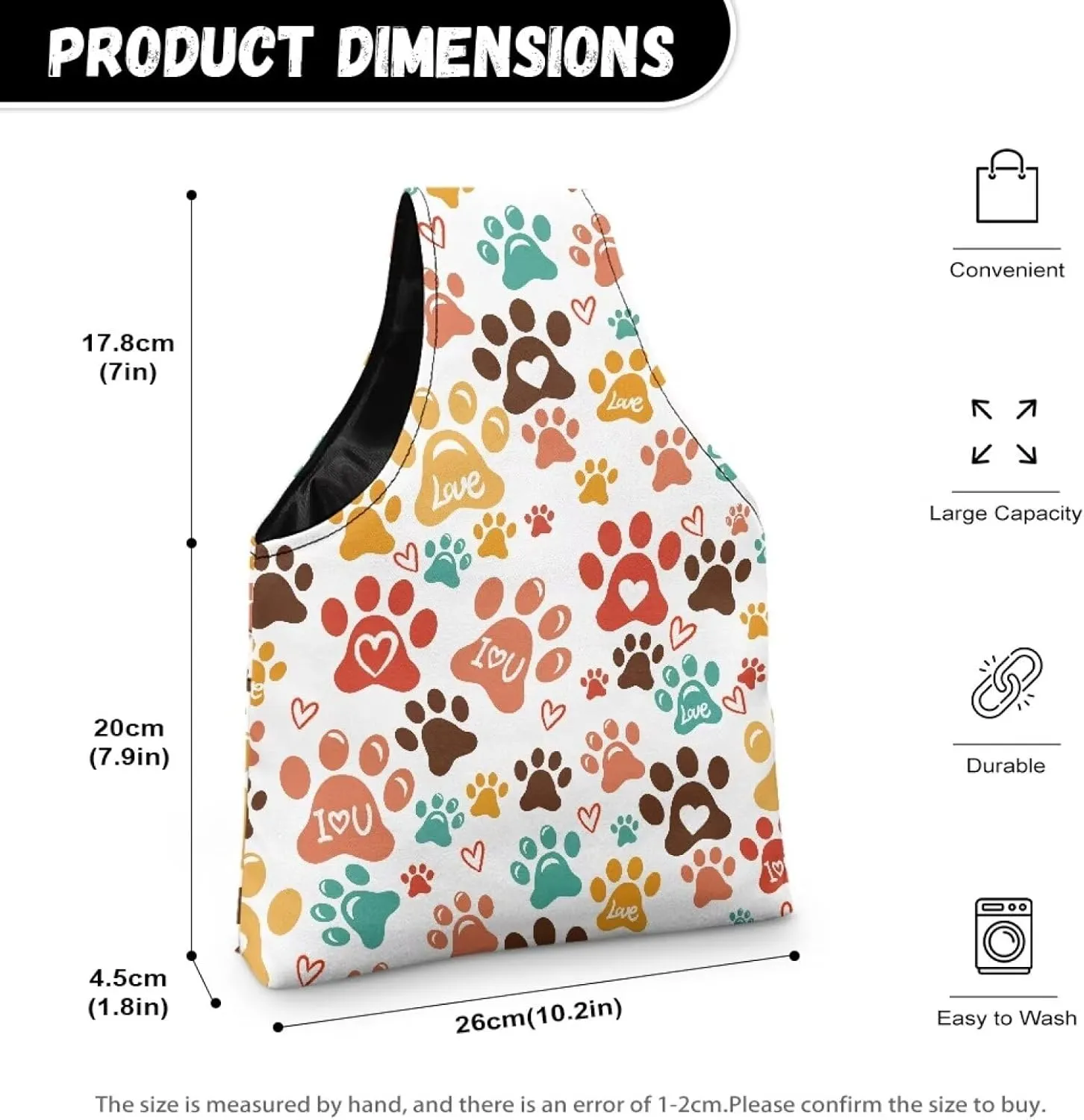 Snilety Cute Paw Needles and Other Supplies Portable Shopping Handbag.Bag Only Portable Knitting & Crochet Storage Bag, Yarn Organizer Tote with Cover and Shoulder Strap for Yarn