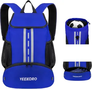 Soccer Backpack Multifunctional Sport Gym Bags with Dry-wet Separate & Shoe Compartment for Basketball Volleyball