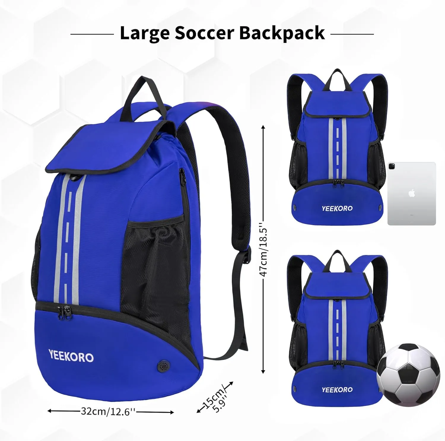 Soccer Backpack Multifunctional Sport Gym Bags with Dry-wet Separate & Shoe Compartment for Basketball Volleyball