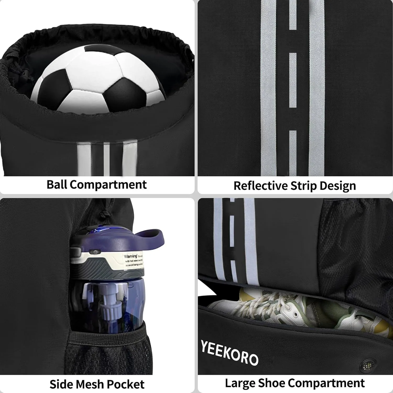 Soccer Backpack Multifunctional Sport Gym Bags with Dry-wet Separate & Shoe Compartment for Basketball Volleyball