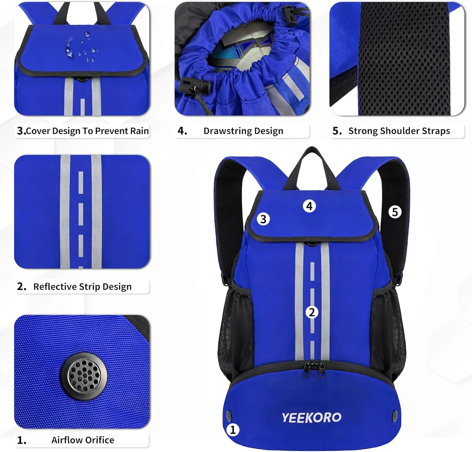 Soccer Backpack Multifunctional Sport Gym Bags with Dry-wet Separate & Shoe Compartment for Basketball Volleyball