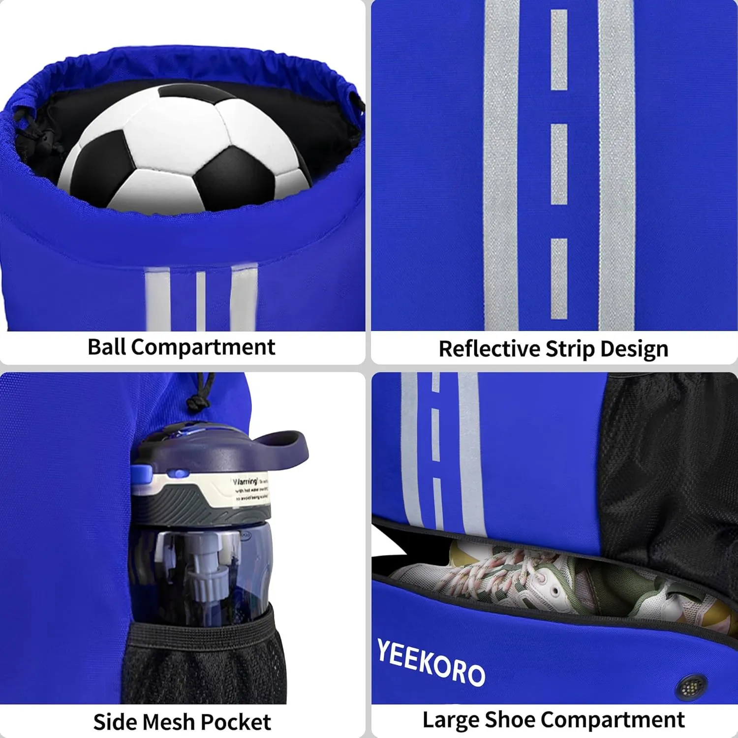 Soccer Backpack Multifunctional Sport Gym Bags with Dry-wet Separate & Shoe Compartment for Basketball Volleyball