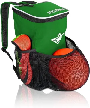 Soccer Backpack with Ball Holder Compartment - for Boys & Girls | Bag Fits All Soccer Equipment & Gym Gear (Black)