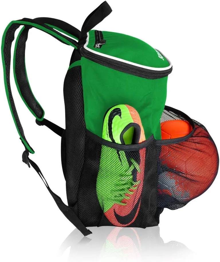 Soccer Backpack with Ball Holder Compartment - for Boys & Girls | Bag Fits All Soccer Equipment & Gym Gear (Black)