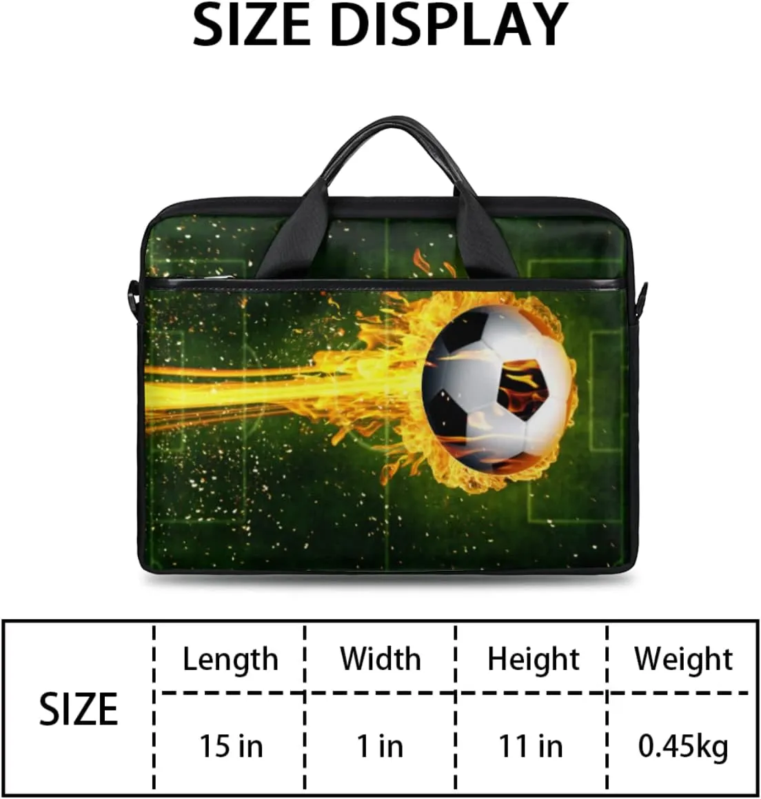 Soccer Ball Laptop Shoulder Messenger Bag Waterproof Laptop Briefcase with Handle and Padded Strap Case Sleeve