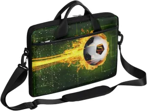 Soccer Ball Laptop Shoulder Messenger Bag Waterproof Laptop Briefcase with Handle and Padded Strap Case Sleeve