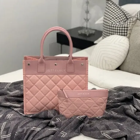 Soho Blush Quilted Tote Pouch Set