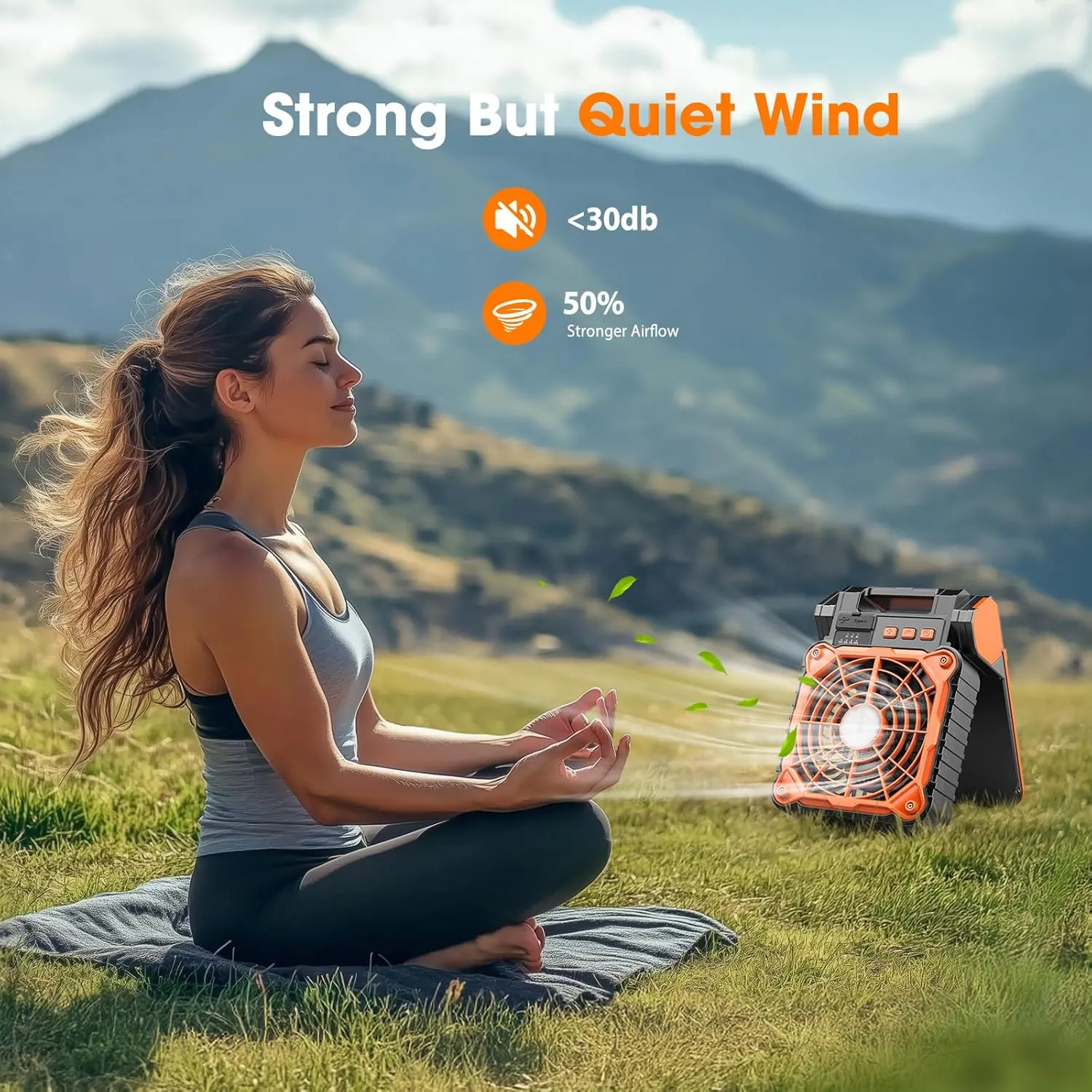 Solar Camping Fan with LED Lantern,10400mAh Rechargeable Battery Powered with Solar Panel, Perfect Quiet Battery Operated Tent Fan for Picnic, Barbecue, Fishing, Travel