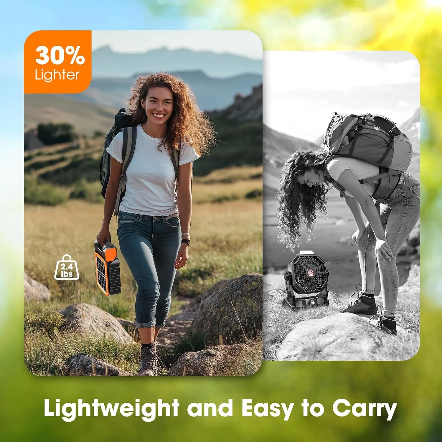 Solar Camping Fan with LED Lantern,10400mAh Rechargeable Battery Powered with Solar Panel, Perfect Quiet Battery Operated Tent Fan for Picnic, Barbecue, Fishing, Travel