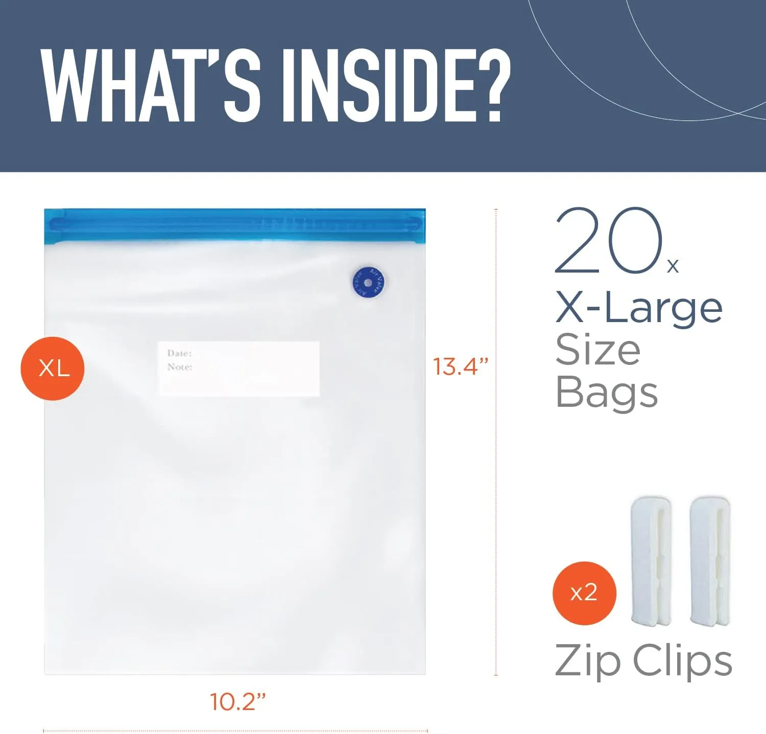 Sous Vide Bags Only Kit For Anova and Joule Cookers, 20 Extra Large Reusable BPA Free Food Vacuum Sealer Bags
