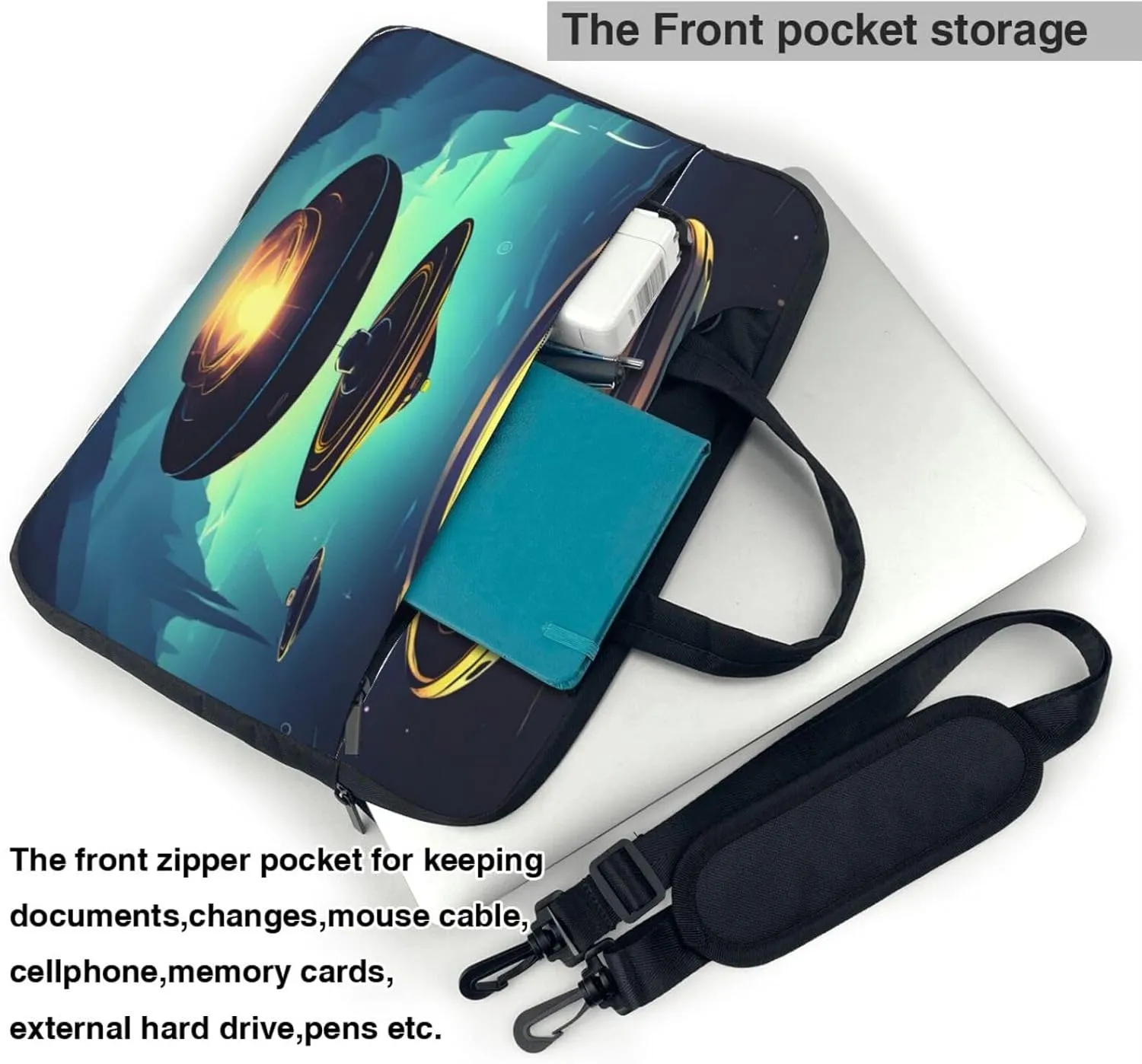 Spacecraft descend Ultra-thin portable shoulder laptop bag Stylish and Protective Shockproof soft lining