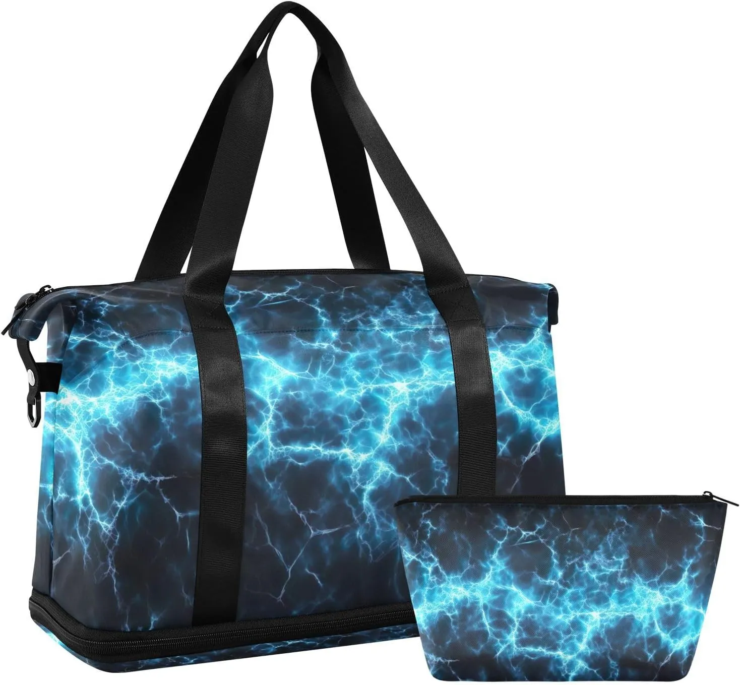Spark Texture Blue Gym Bag - Weekender Overnight Bags for Women Men, Sport Travel Duffel Bag with Wet Pocket & Shoe Compartment
