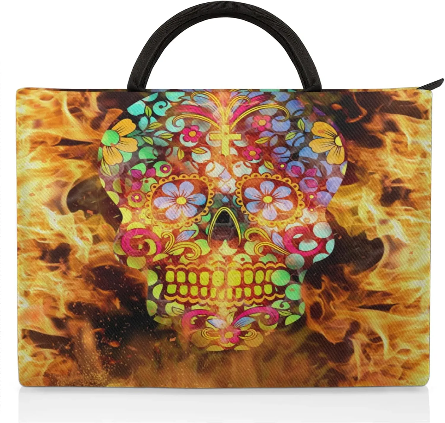 Sparks Flower Skulls Laptop Sleeve with Handle Waterproof Computer Carrying Case