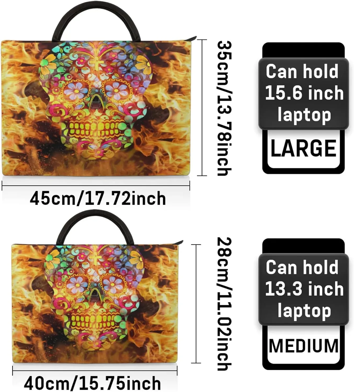 Sparks Flower Skulls Laptop Sleeve with Handle Waterproof Computer Carrying Case