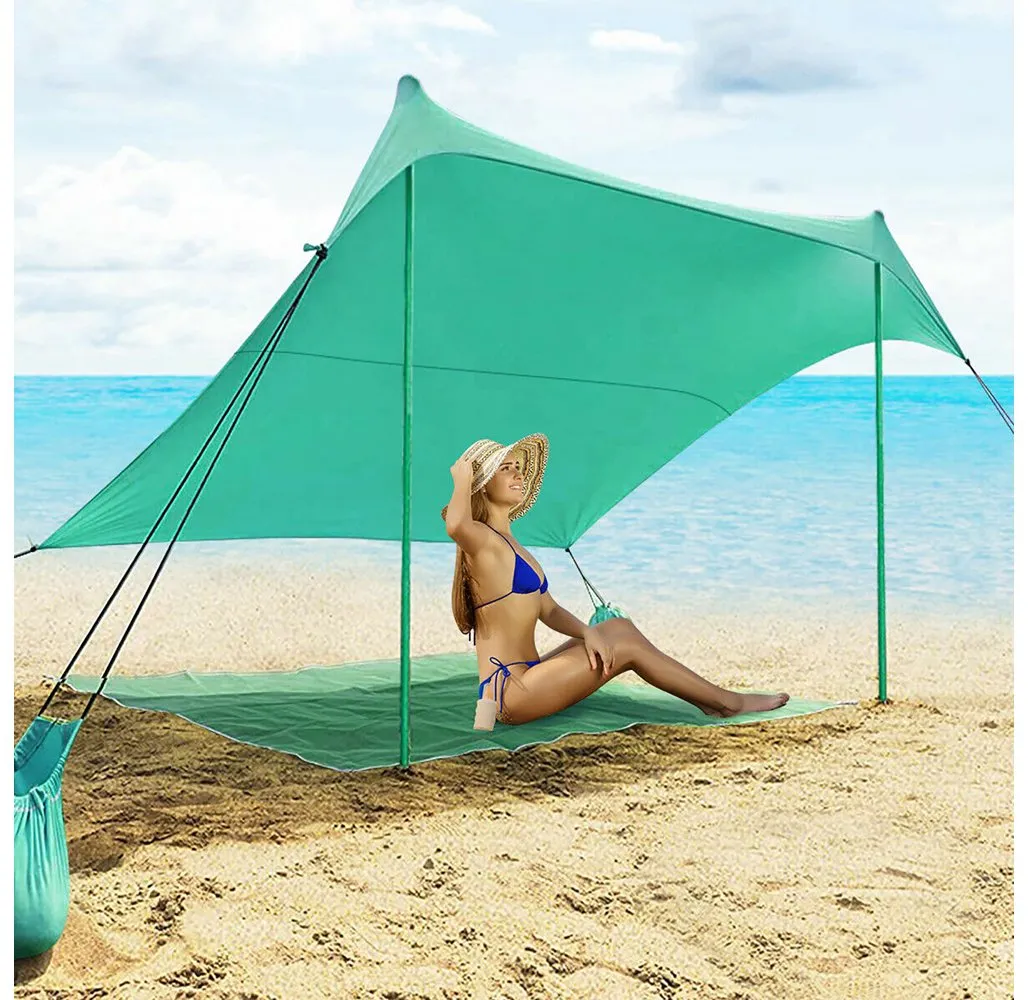 SPF 50  7ft x 7ft Tent Canopy with 4 Poles & Sandbags