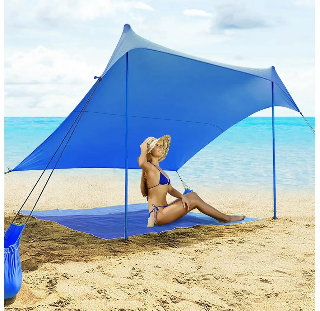 SPF 50  7ft x 7ft Tent Canopy with 4 Poles & Sandbags