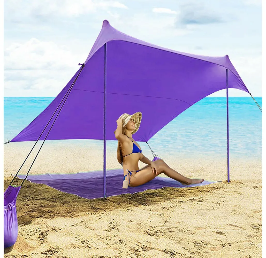SPF 50  7ft x 7ft Tent Canopy with 4 Poles & Sandbags