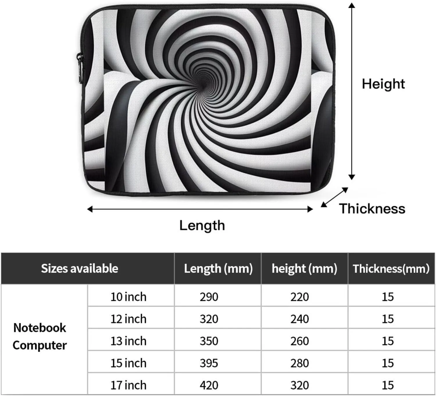 Spiral Optical Illusion Gif Laptop Inner Bag Laptop Sleeve Case Briefcase Carrying Laptop Cover
