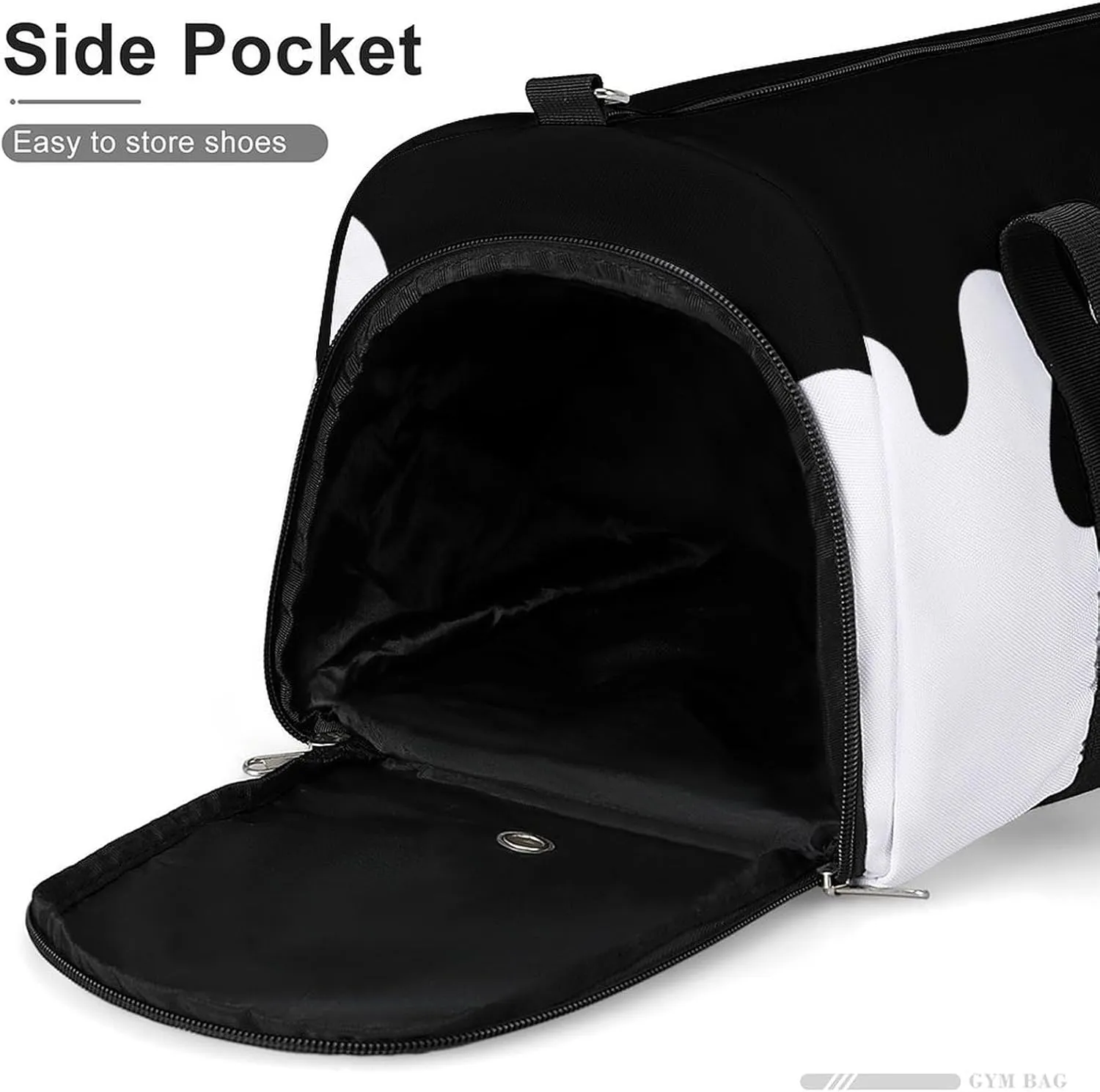 Sport Gym Duffel with Shoe Compartment Wet Pocket, Black-melt-drips-drops Shoulder Travel Bag for Women Men
