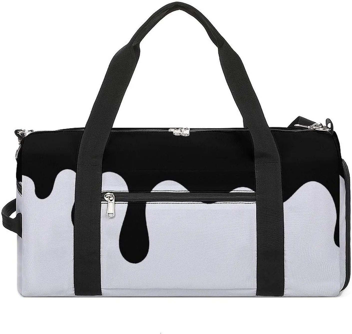 Sport Gym Duffel with Shoe Compartment Wet Pocket, Black-melt-drips-drops Shoulder Travel Bag for Women Men