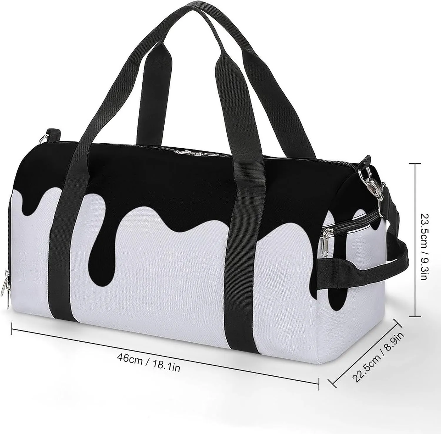 Sport Gym Duffel with Shoe Compartment Wet Pocket, Black-melt-drips-drops Shoulder Travel Bag for Women Men