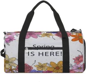 Sport Gym Duffel with Shoe Compartment Wet Pocket, Plants-spring-background Shoulder Travel Bag for Women Men, style-3
