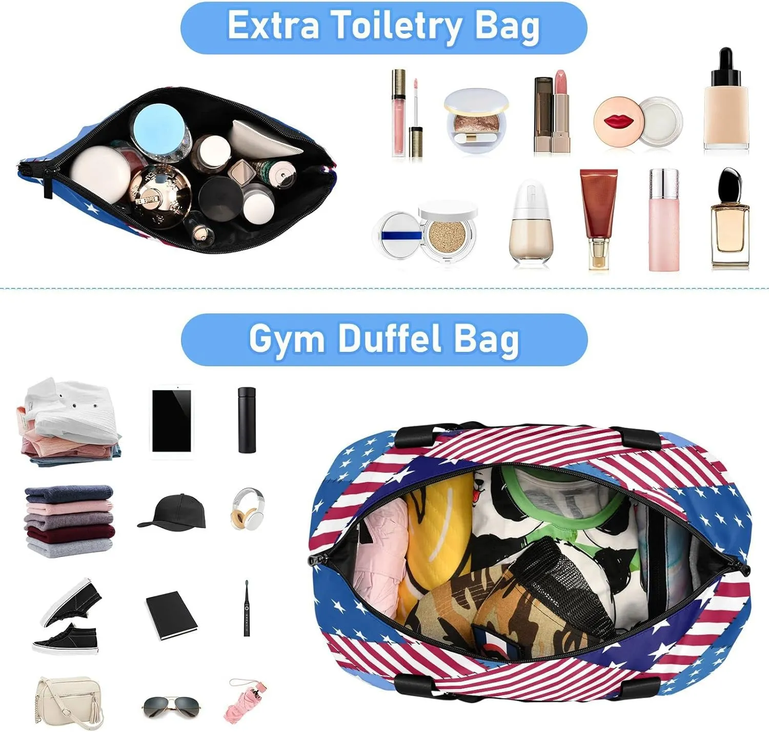 Sport Tote Bag for Women,Gym Bag Independence Day Duffle Bag with Shoe Compartment and Wet Pocket,Ladies Beach Bag Overnight Bag,Weekender Bag Carry on Bag for Airplane