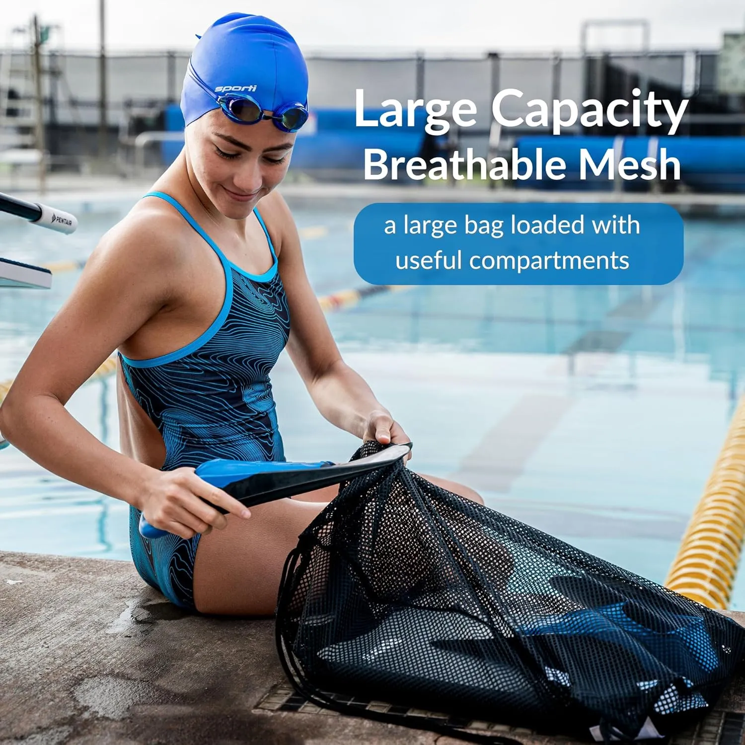 Sporti Swimming Equipment Bags, Mesh Drawstring Backpack,Swim Bag for Swimmers,Mesh Backpack for Beach