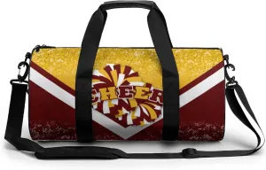 Sports Duffel for Cheerleaders, Cheer Bag for Women, Travel Duffle Bag, Weekender Bag, Cheerleading Gym Bag (Gold&Winered)