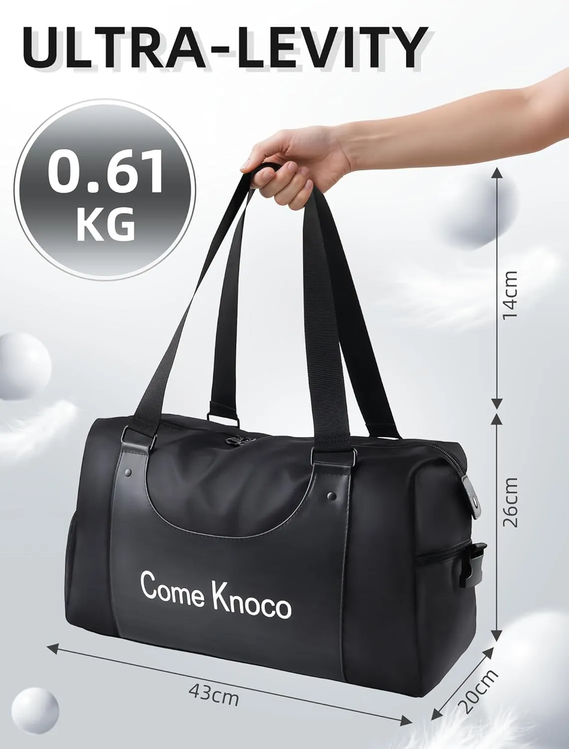 Sports Duffle Bag for Gym - Water-Resistant Training Bags with Shoe & Wet Compartments Yoga Swim Bag for Women Men Weekend Travel Accessories（Black）