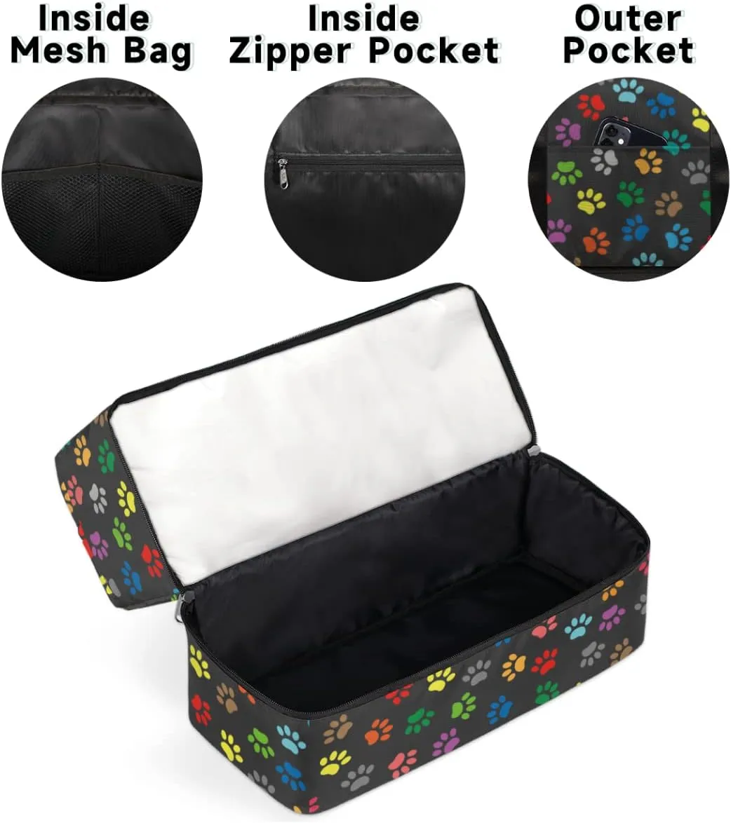 Sports Gym Bag Colorful Dog Paw Print Travel Duffel Bag Waterproof Lightweight Swim Bag Travel Tote Luggage Weekender Overnight Handbag Workout Bag with Shoes Compartment for Women Men
