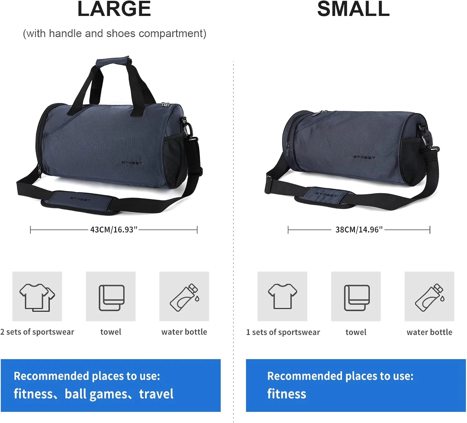 Sports Gym Bag for Men Women with Wet Pocket & Shoes Compartment,Small Travel Duffel Bag