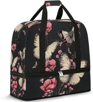 Sports Gym Bag with Wet Pocket & Shoe Compartment Personal Item Travel Bag Tote Bag for Men Women Realistic Butterflies Duffle Bag for Travel Sports Fitness & Workout