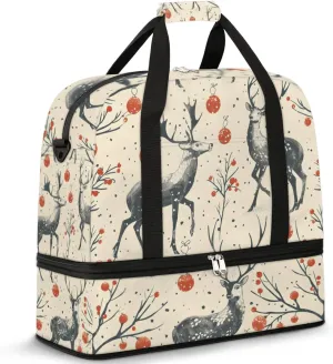 Sports Gym Bag with Wet Pocket & Shoe Compartment Personal Item Travel Bag Tote Bag for Men Women Reindeer Feeding Duffle Bag for Travel Sports Fitness & Workout