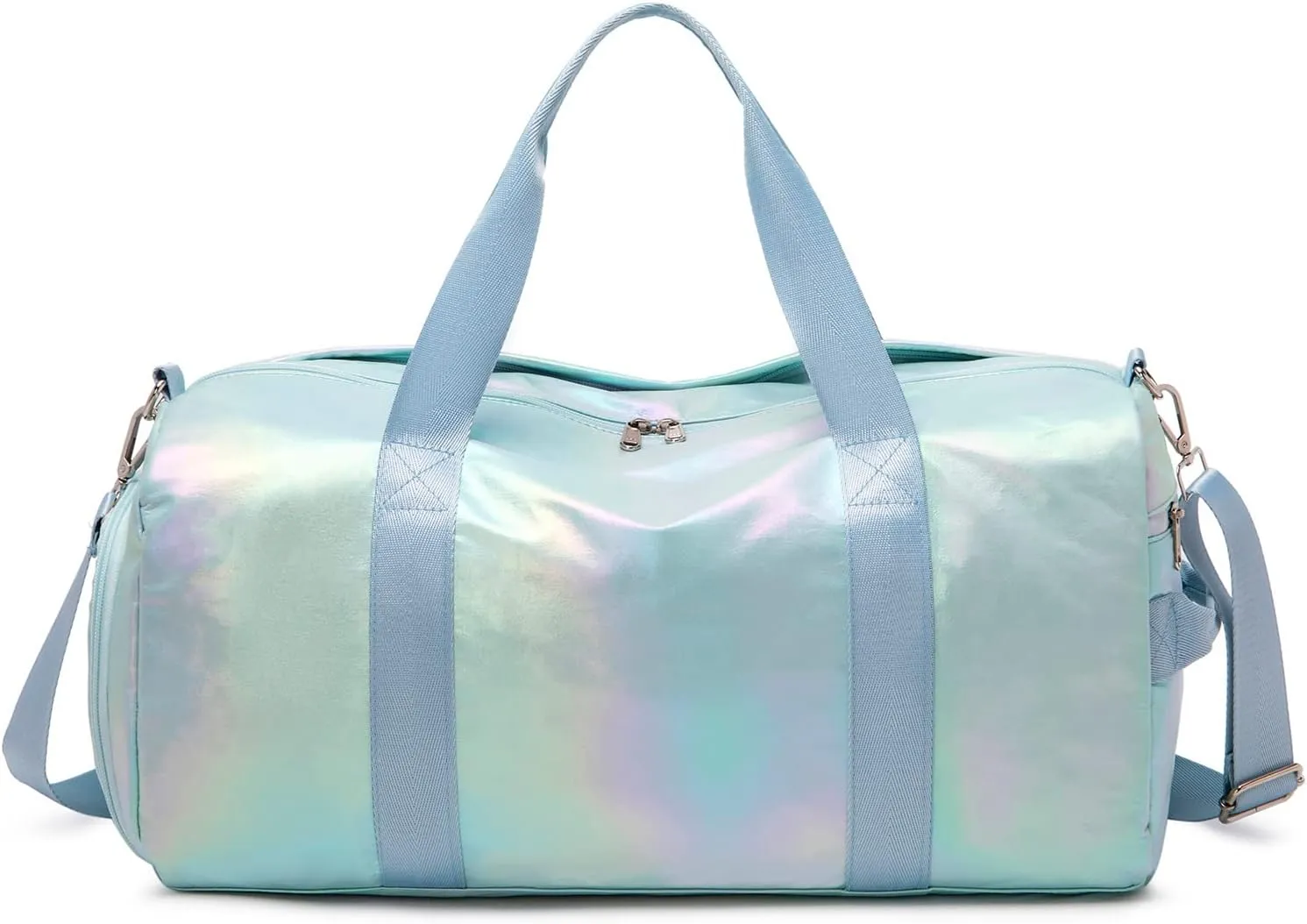 Sports Gym Dance Bag for Women Girls, Shimmery Waterproof Duffle Travel Bag With Shoes Compartment and Wet Dry Pocket (Green)