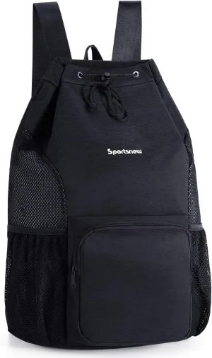 sportsnew Swim Bag Mesh Beach Drawstring Backpack with Wet Pocket, Drawstring Bag for Swimming, Gym, Pool, Workout Gear, Beach Volleyball Backpack for Women Men