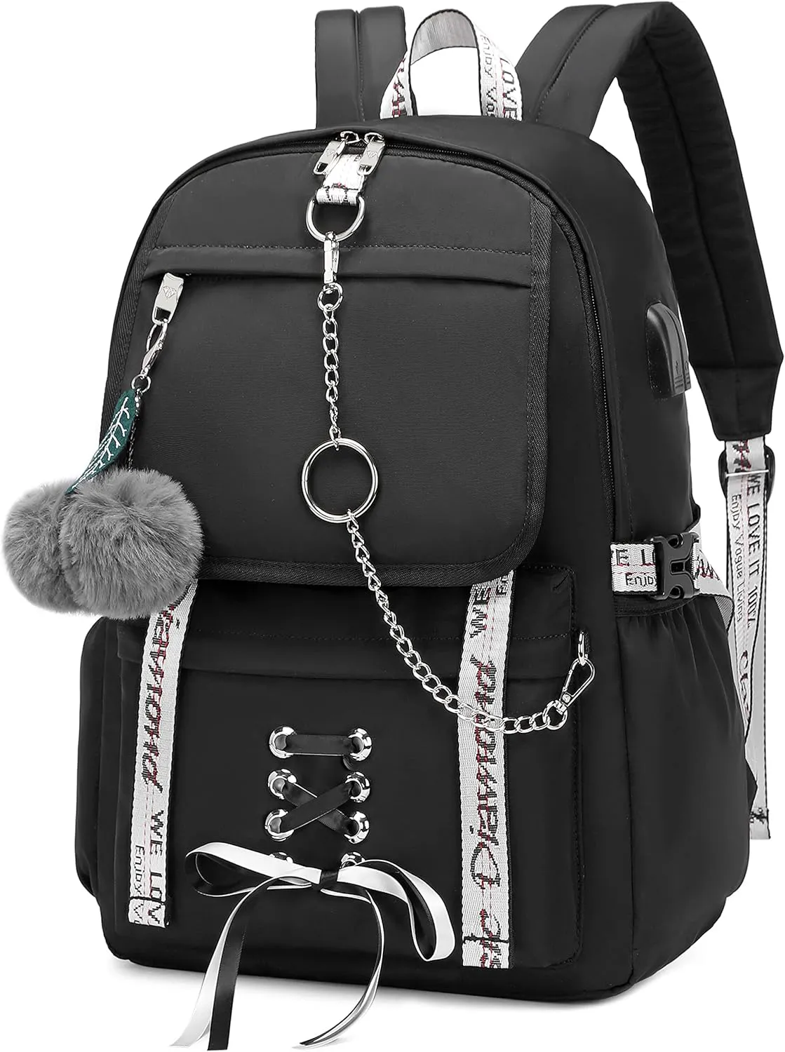 Spotted Tiger School Backpack for Girls Bookbag School Bag Aesthetic Backpack for Teen Girls Women (Black)