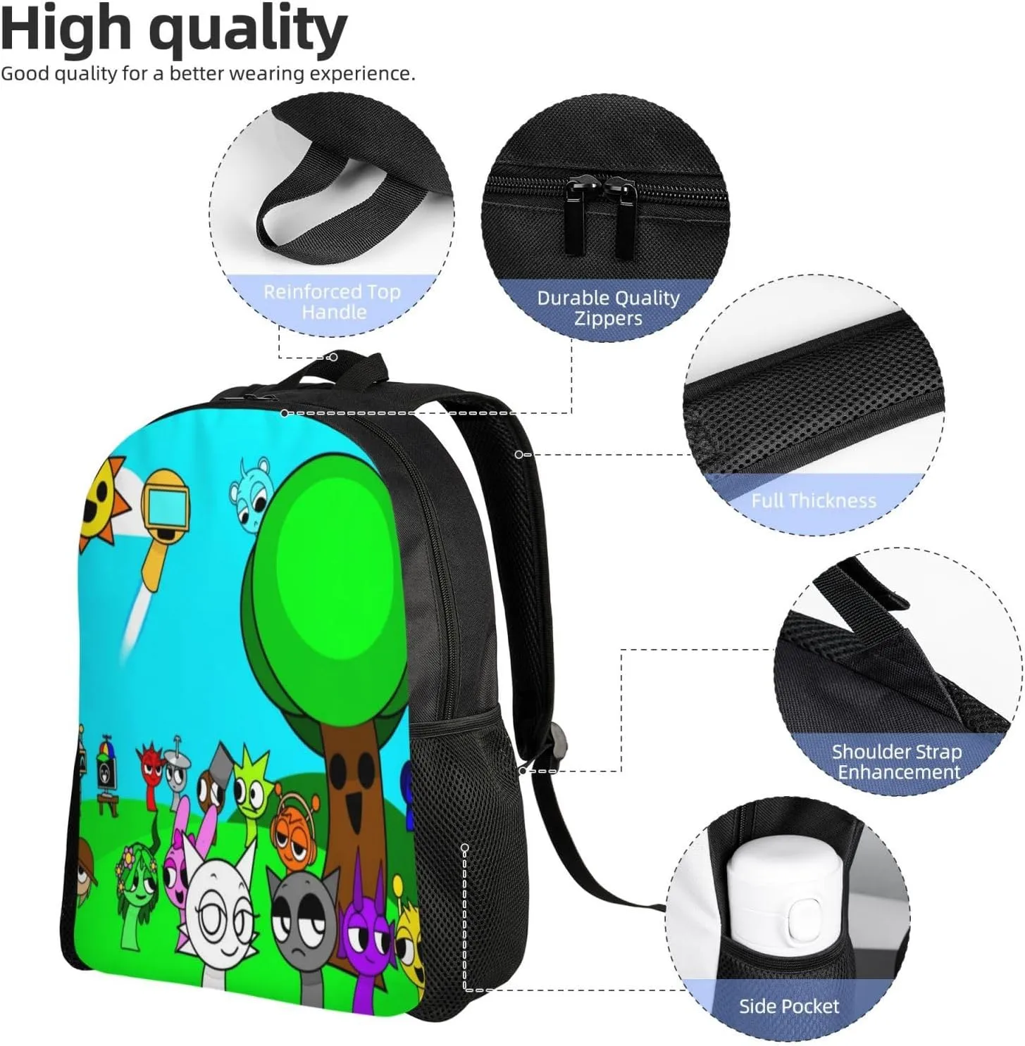 Sprunki Backpack, Oxford Cloth Travel Backpack, Sturdy And Durable