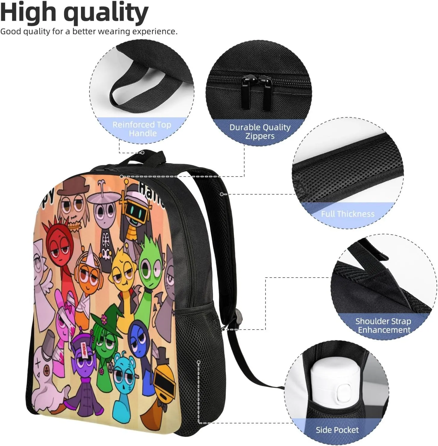 Sprunki Backpack, Oxford Cloth Travel Backpack, Sturdy And Durable
